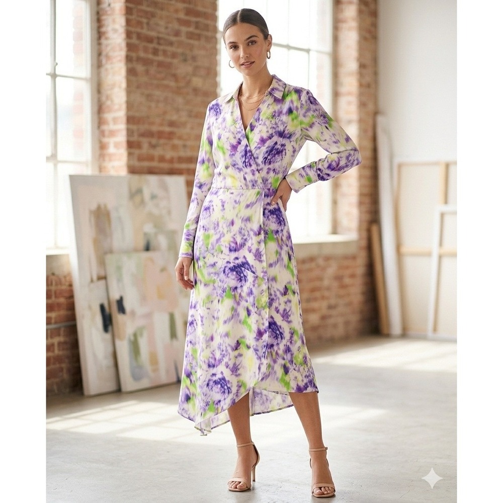 Floral Wrap Maxi Dress - Lavender & Lime